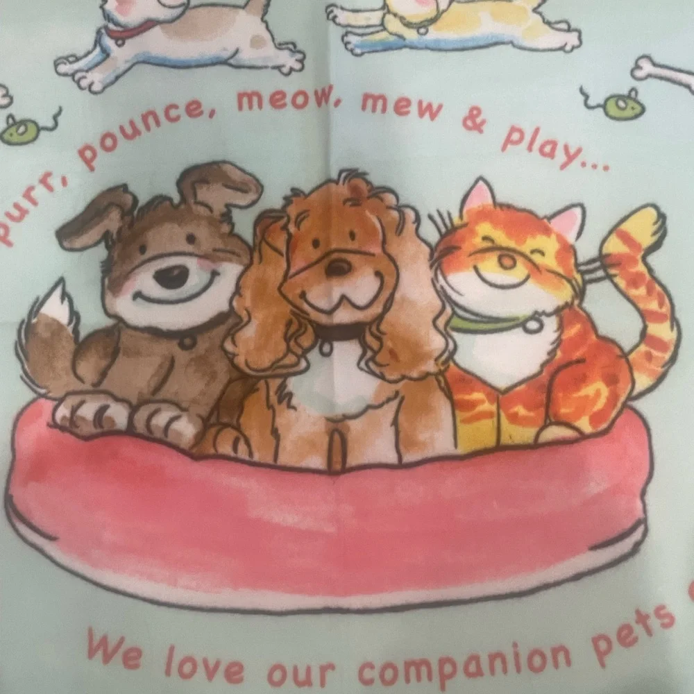 Cute Pet Blanket with Dog and Cat Design